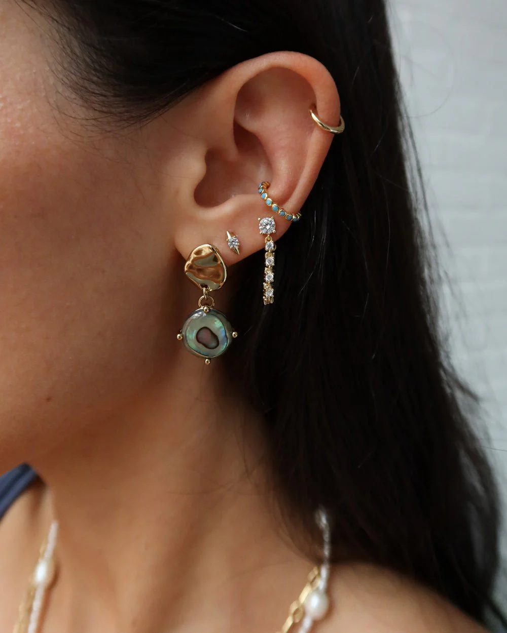 AVERY ABALONE SHELL DROP EARRINGS - Image 4