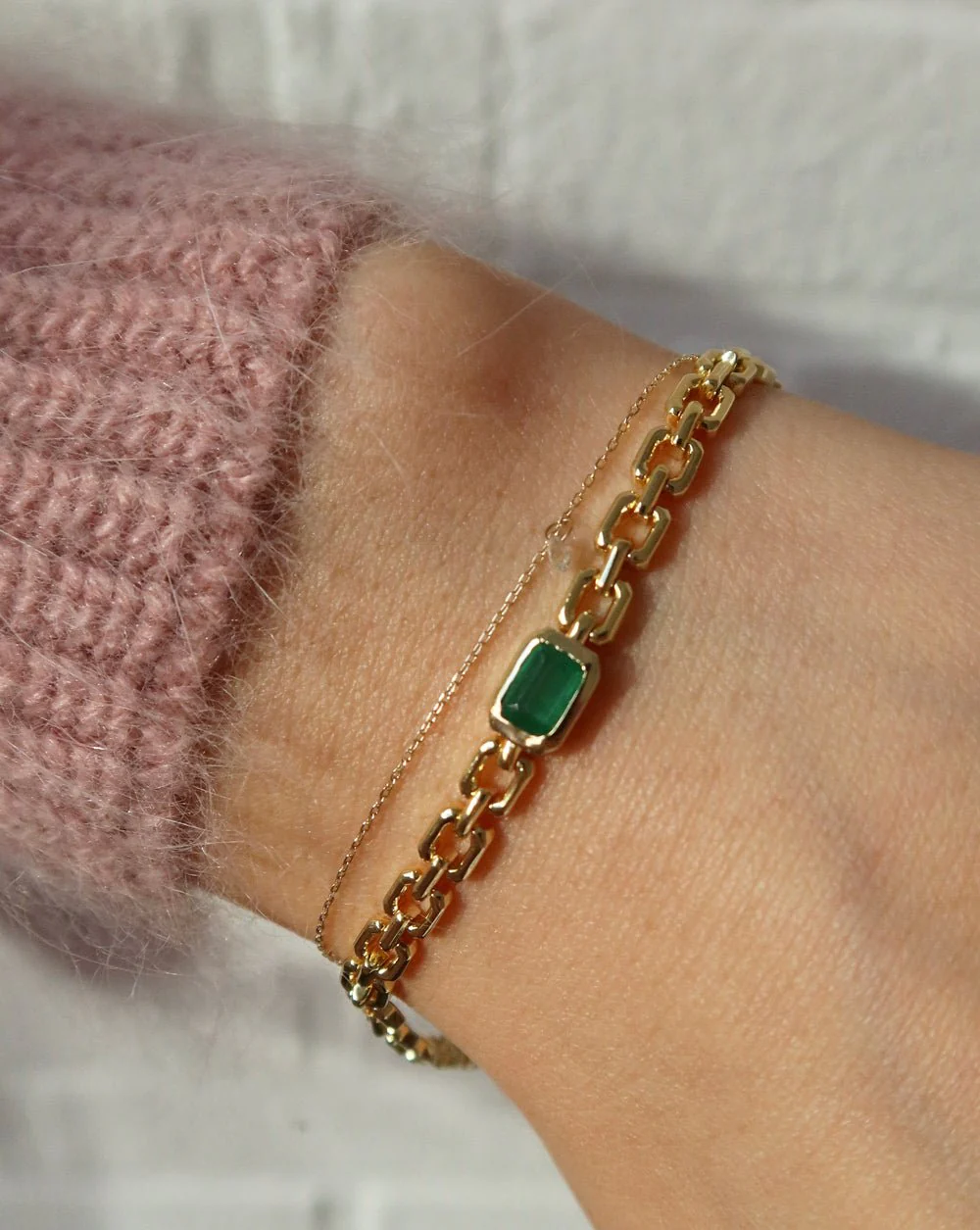 CIANNA GREEN CZ LINK BRACELET - Image 6