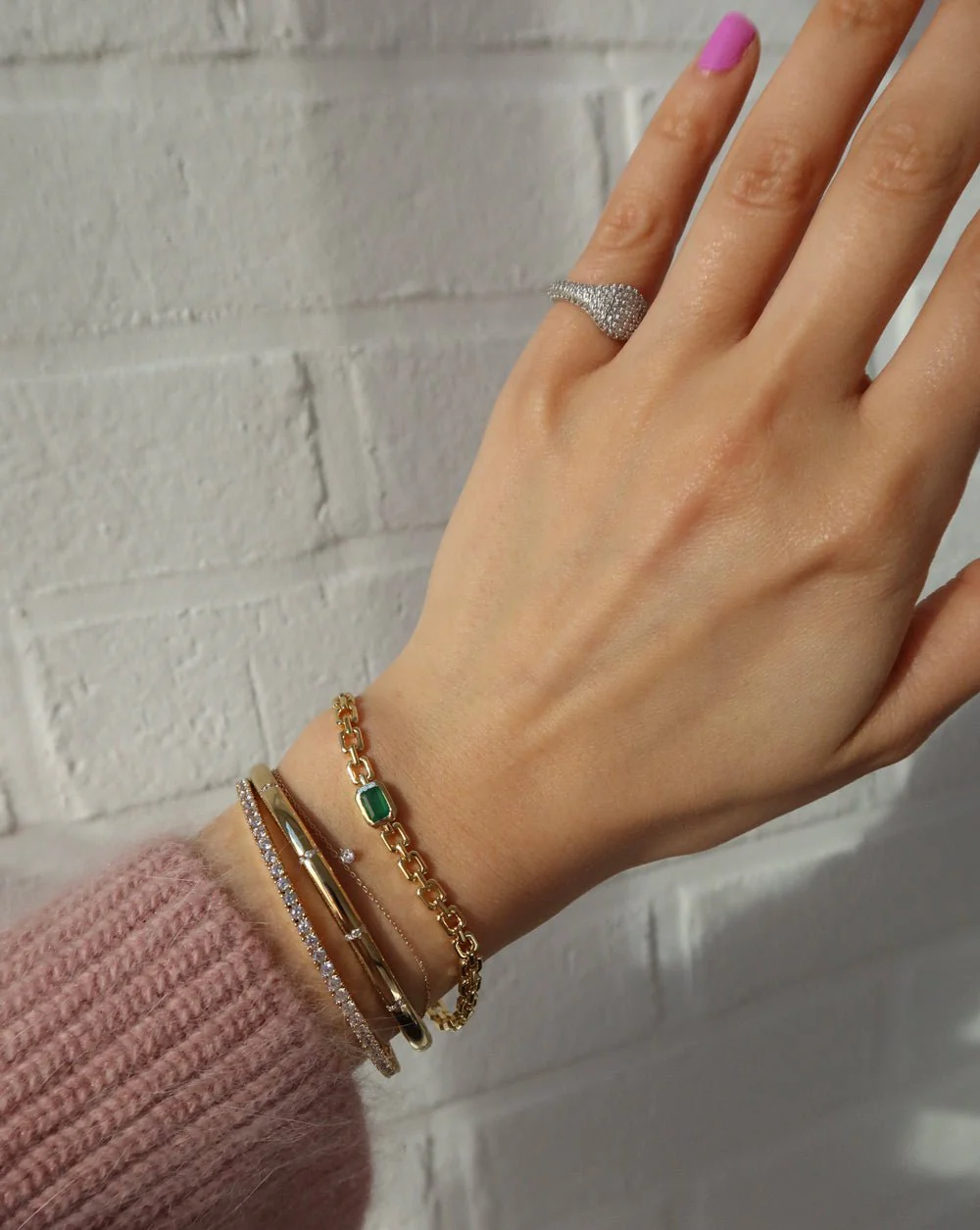 CIANNA GREEN CZ LINK BRACELET - Image 8