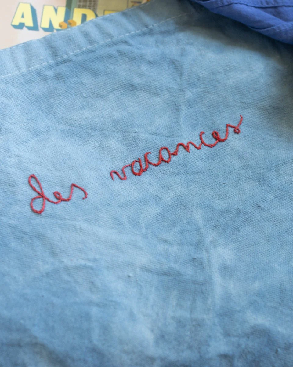HAND EMBROIDERED VACANCES COTTON TOTE - Image 3