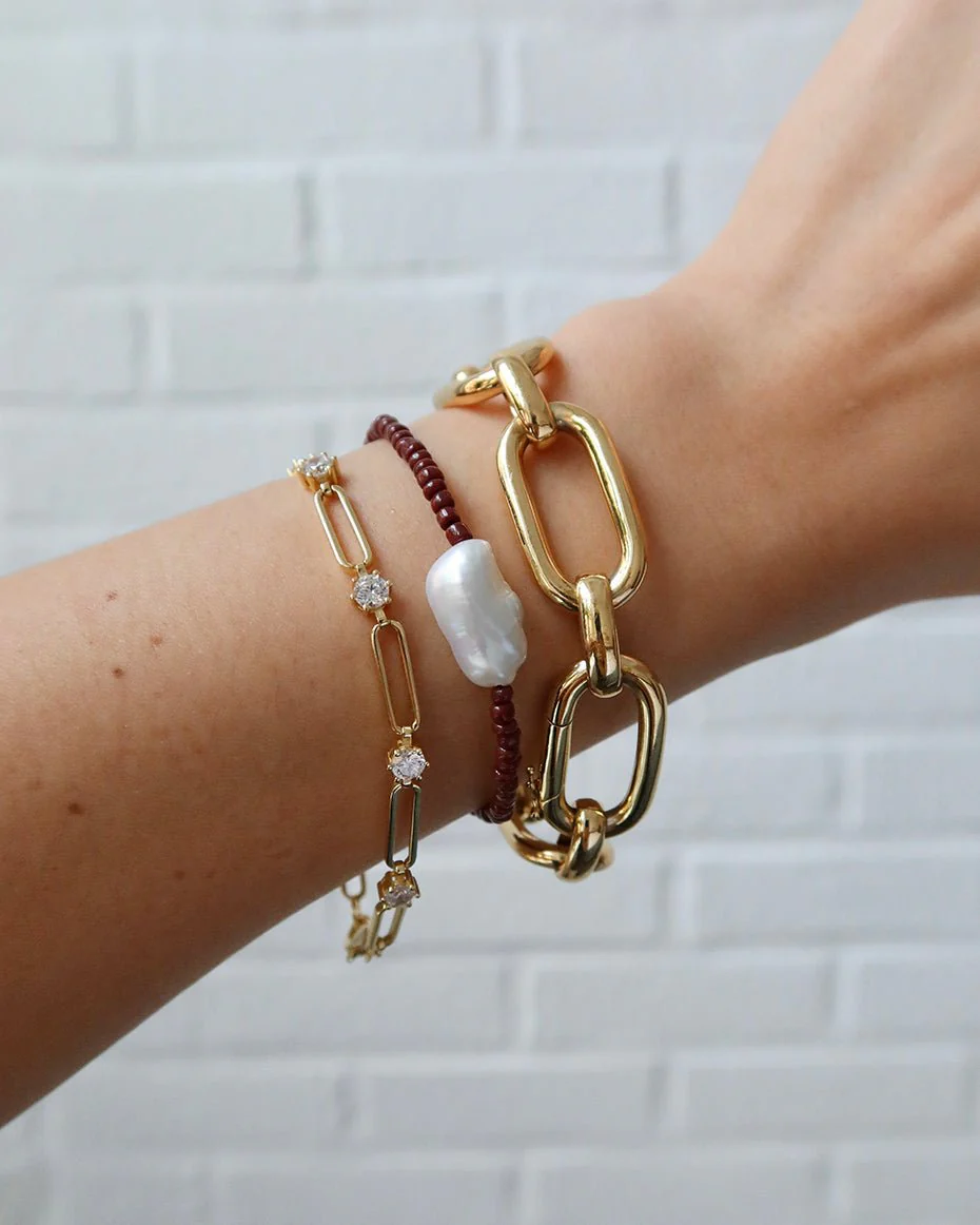 MYA SEED BEAD PEARL BRACELET (BROWN) - Image 7