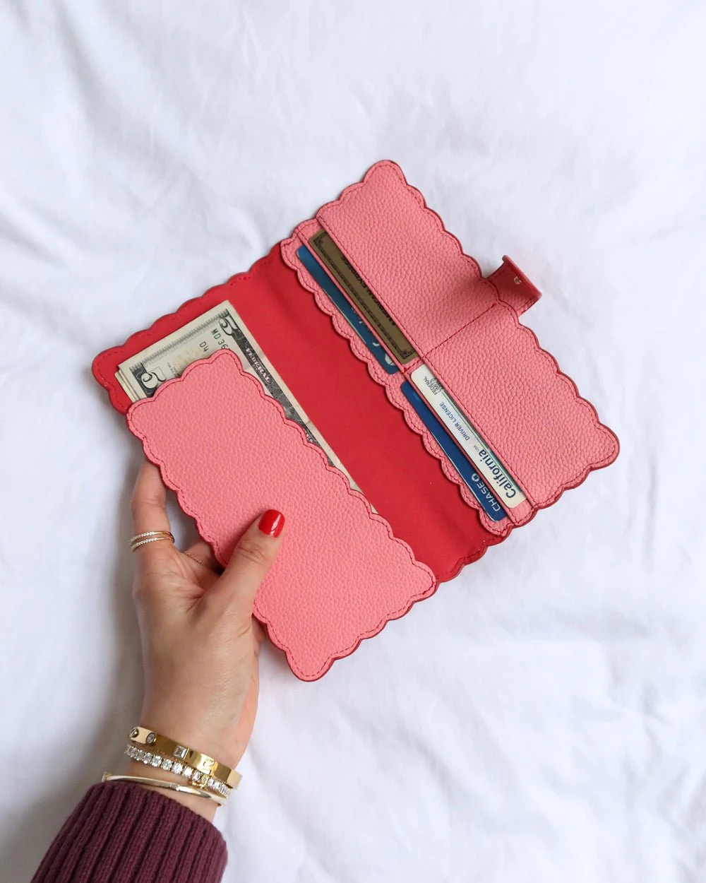 PINK & RED SINGLE FOLD WALLET - Image 4