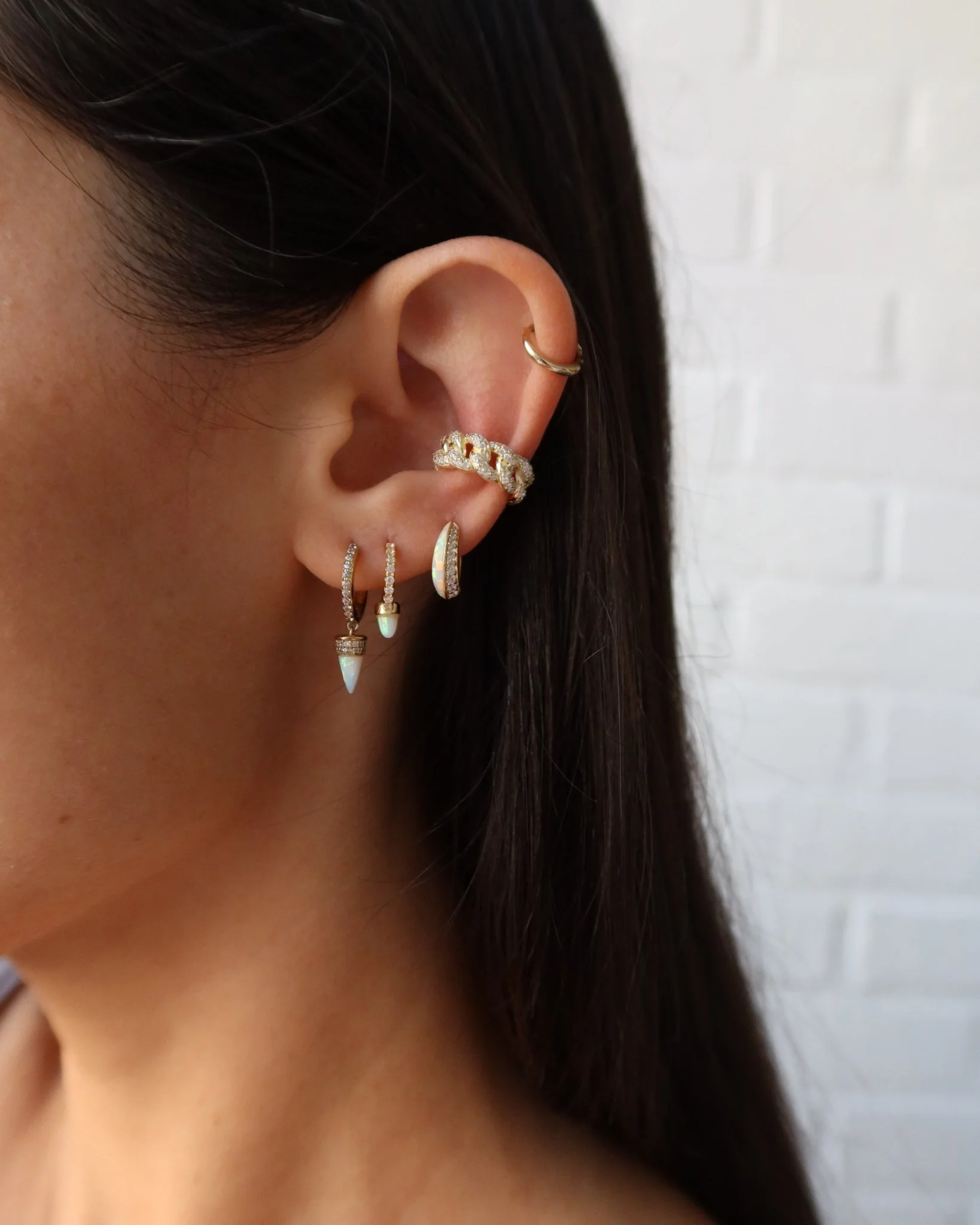 LILLA OPAL SPIKE PAVÉ HUGGIES - Image 6